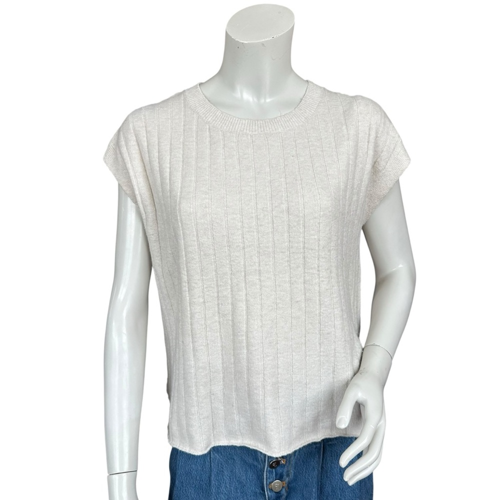 Wilt Cream Sleeveless Knit Thick Rib Boxy Sweater Top Size Medium